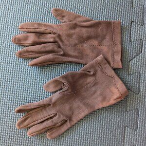 vintage 60s 70s brown wrist length gloves XS 2.7" across palm
